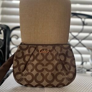 Coach Signature Brown Monogram Wristlet